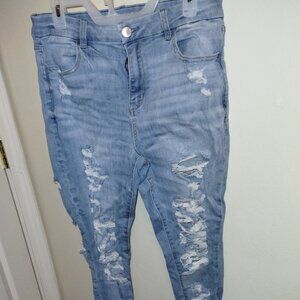 American Eagle Curvy High Rise Jegging Crop Very Distressed Size 14
